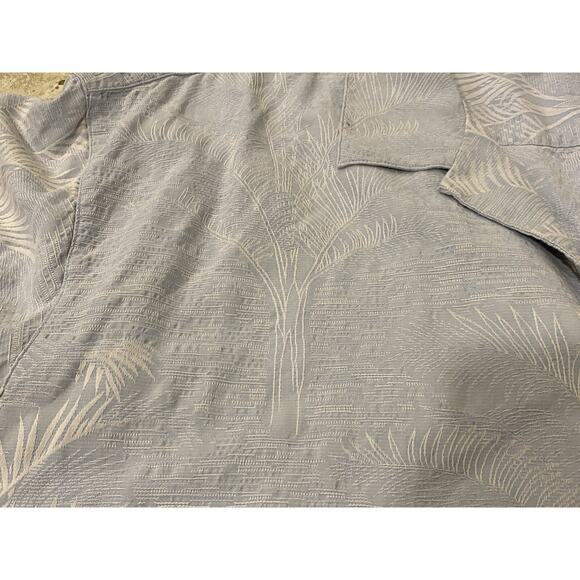 STUNNING Tommy Bahama Silk Shirt 2XL XXL Blue Hawaiian TEXTURED Palm Trees WOW - Picture 5 of 5